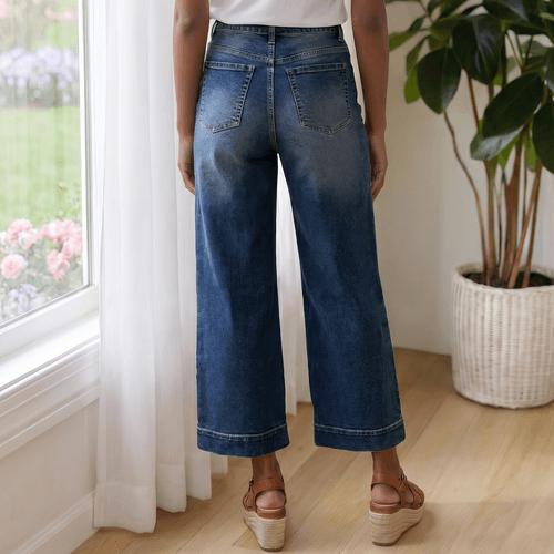 Womens MNK Two Tone Five Pocket Cropped Jeans alternate view